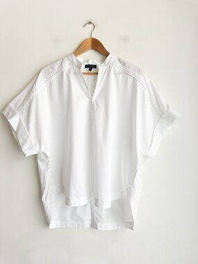 Rag and Bone Hook and Eye Closure White Half Sleeve Crisp Shirt L